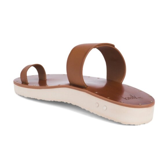 NEW BEEK Cognac Leather Whistler Toe Ring Sandals Cognac for women 257 5T2 - Picture 2 of 5